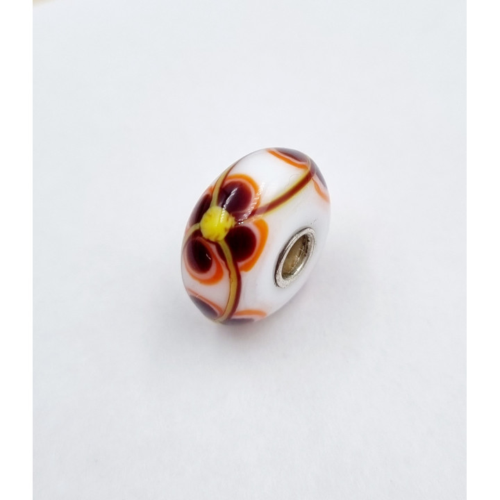 Trollbeads Unico Fiore Bianco Marrone Giallo Arancio