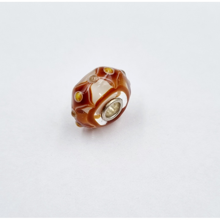 Trollbeads Unico Rombi Marrone Giallo Oro Avorio