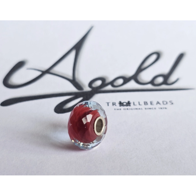 Trollbeads Unico Sfaccettato Rigato Rosso | Agold