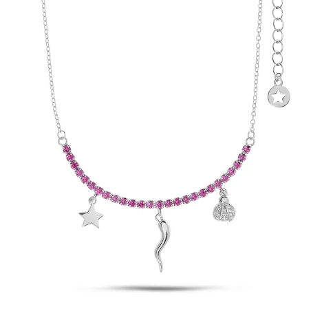 Comete Girocollo Tennis in Argento Cornetto | Agold