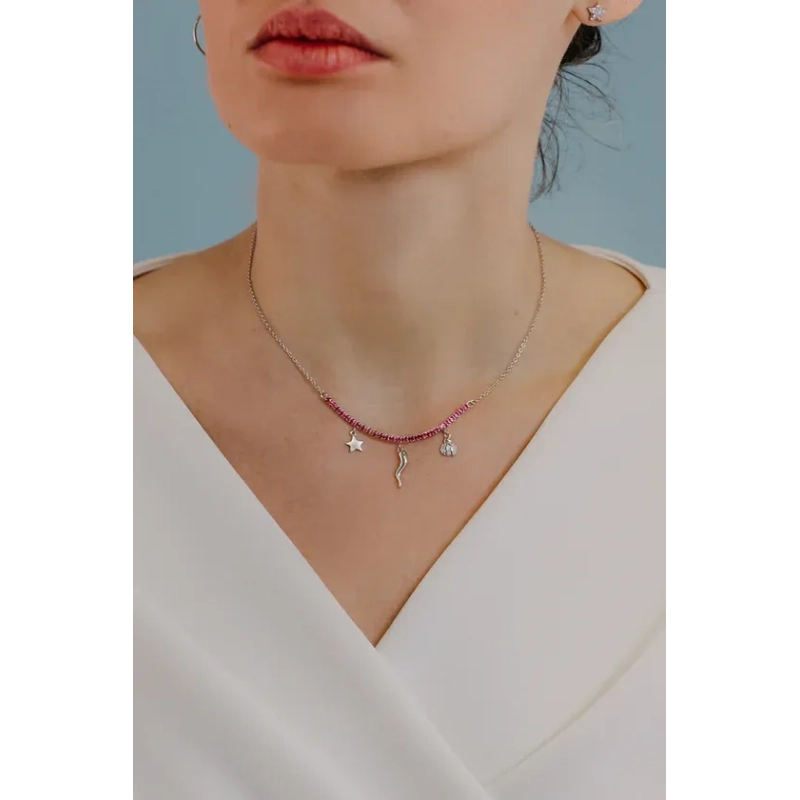 Comete Girocollo Tennis in Argento Cornetto | Agold