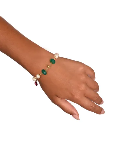 NIVY Bracciale con perle e pietre fucsia e verde - Syria | Agold