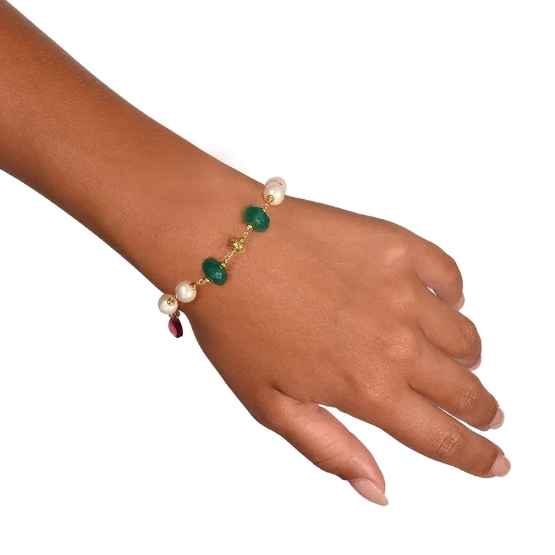 NIVY Bracciale con perle e pietre fucsia e verde - Syria | Agold