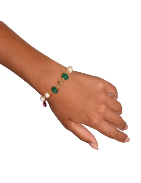 NIVY Bracciale con perle e pietre fucsia e verde - Syria | Agold