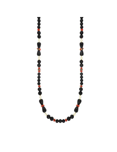 NIVY Collana onice nero e corallo rosso lunga - Gabrielle | Agold