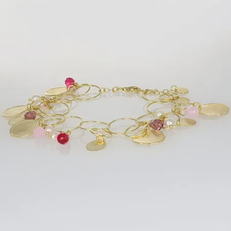 NIVY Bracciale con charms, perle e pietre fucsia - Arthemide | Agold