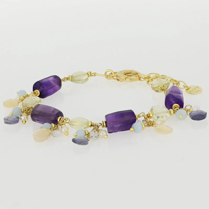 NIVY Bracciale con ametista, quarzo e calcedonio - Zoe