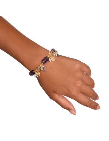 NIVY Bracciale con ametista, quarzo e calcedonio - Zoe