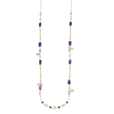 NIVY Collana lunga donna con ametista e pietre dure - Zoe | Agold