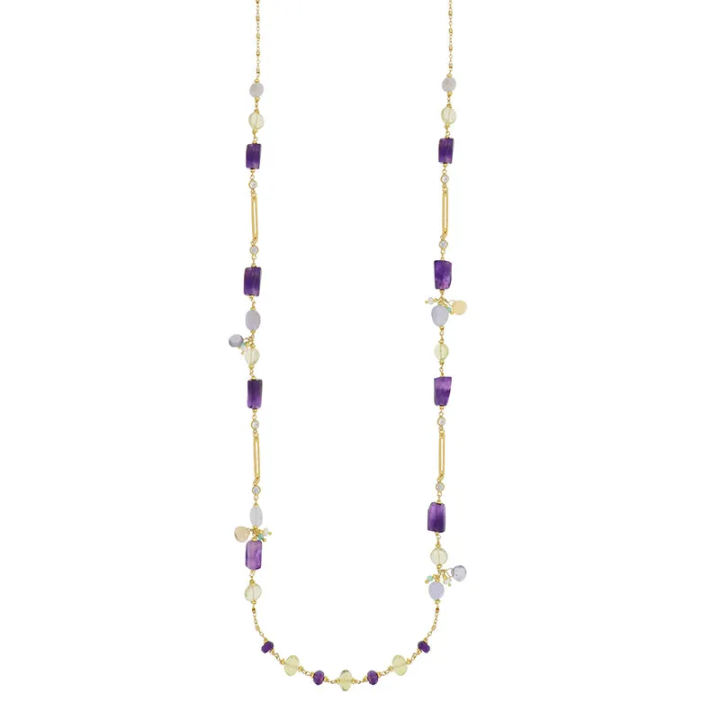 NIVY Collana lunga donna con ametista e pietre dure - Zoe