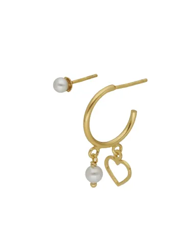 Victoria Cruz Orecchini a cerchio in argento con cristalli a forma di cuore | Agold