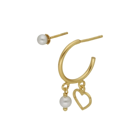 Victoria Cruz Orecchini a cerchio in argento con cristalli a forma di cuore | Agold