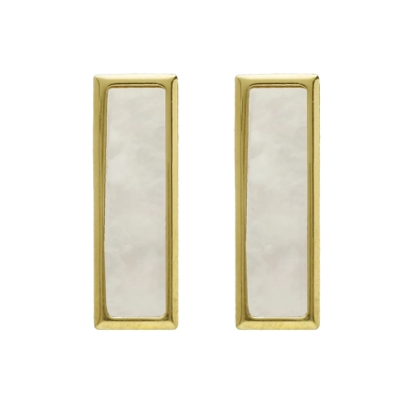 Victoria Cruz Orecchini corti in argento rettangolari in madreperla | Agold