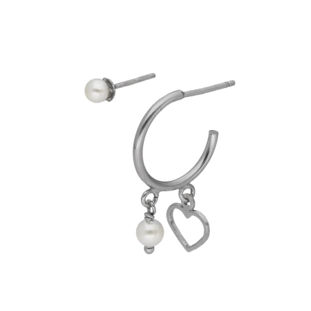 Victoria Cruz Orecchini a cerchio in argento con cristalli a forma di cuore | Agold