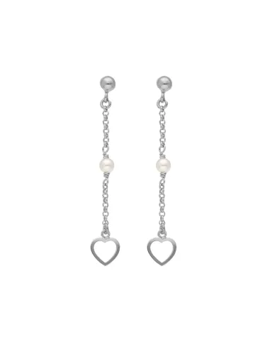 Victoria Cruz Orecchini lunghi in argento cuore cristallo | Agold