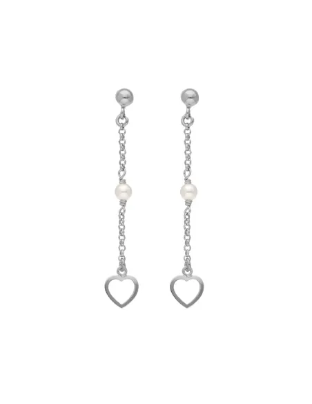 Victoria Cruz Orecchini lunghi in argento cuore cristallo | Agold