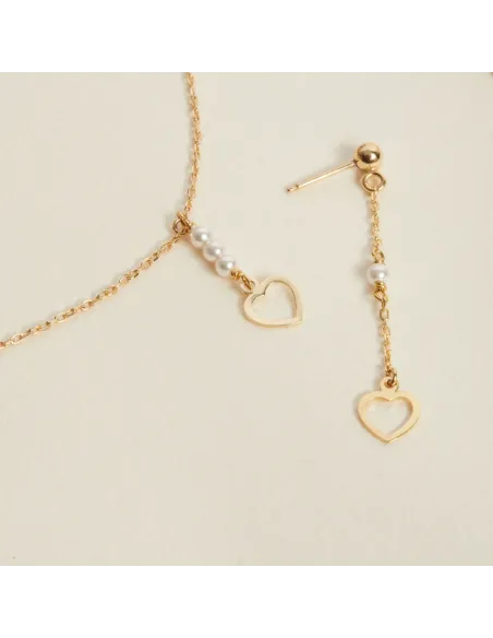 Victoria Cruz Orecchini lunghi in argento cuore cristallo | Agold