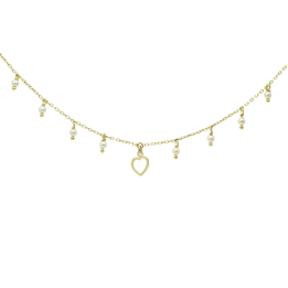 Victoria Cruz Collana corta in argento con cuore in cristallo