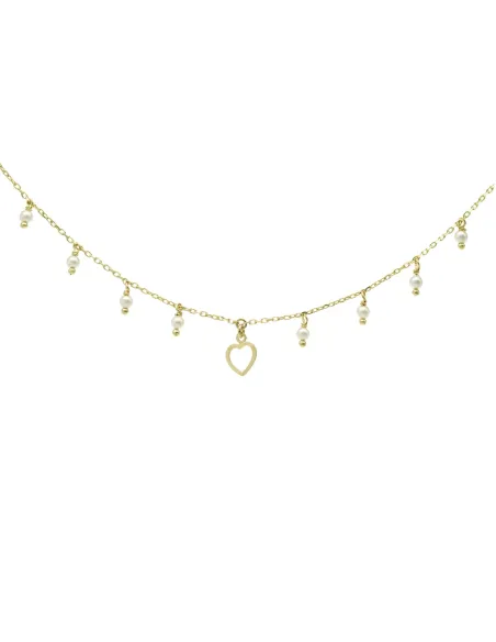 Victoria Cruz Collana corta in argento con cuore in cristallo