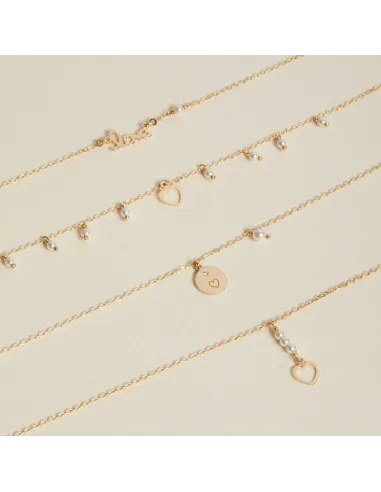 Victoria Cruz Collana corta in argento con cuore in cristallo