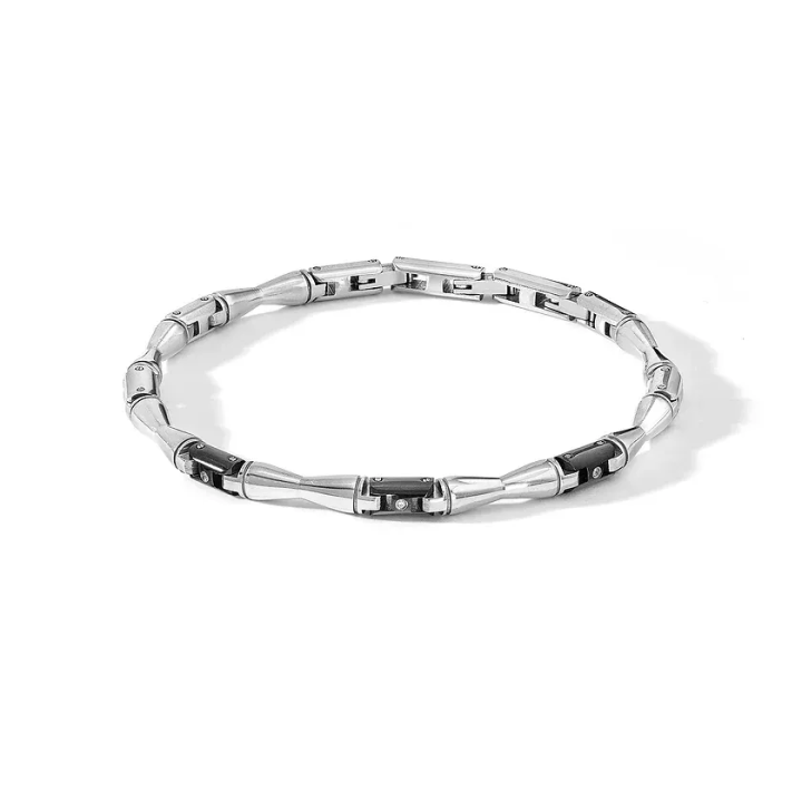 COMETE Bracciale in Acciaio, Pvd nero e Diamanti bianchi