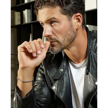 COMETE Bracciale in Acciaio, pvd rosè e grigio con Ematite | Agold