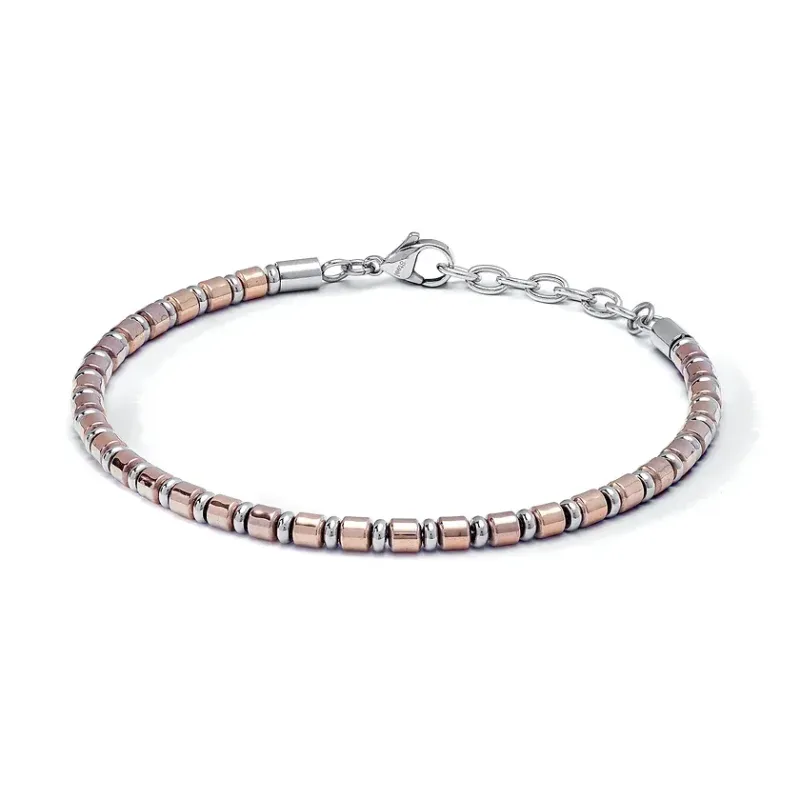 COMETE Bracciale in Acciaio, pvd rosè ed Ematite | Agold