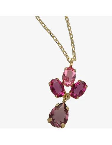 Victoria Cruz Collana corta in argento con fiori di cristallo | Agold