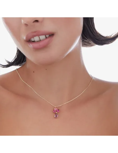 Victoria Cruz Collana corta in argento con fiori di cristallo | Agold