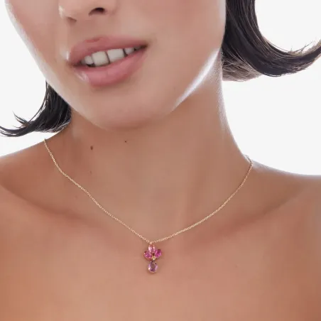 Victoria Cruz Collana corta in argento con fiori di cristallo | Agold