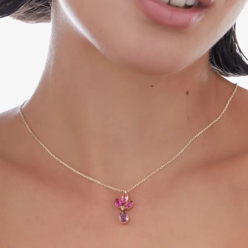Victoria Cruz Collana corta in argento con fiori di cristallo | Agold