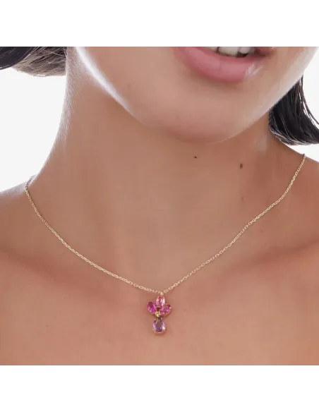 Victoria Cruz Collana corta in argento con fiori di cristallo | Agold