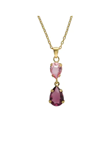 Victoria Cruz Collana corta in argento con gocce di cristallo | Agold
