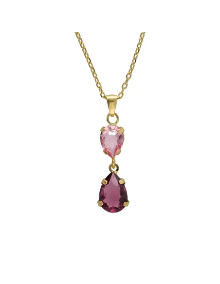 Victoria Cruz Collana corta in argento con gocce di cristallo | Agold