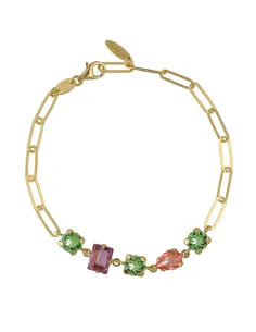 Victoria Cruz Bracciale in Argento e cristalli multicolori