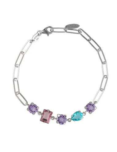 Victoria Cruz Bracciale in Argento e cristalli multicolori