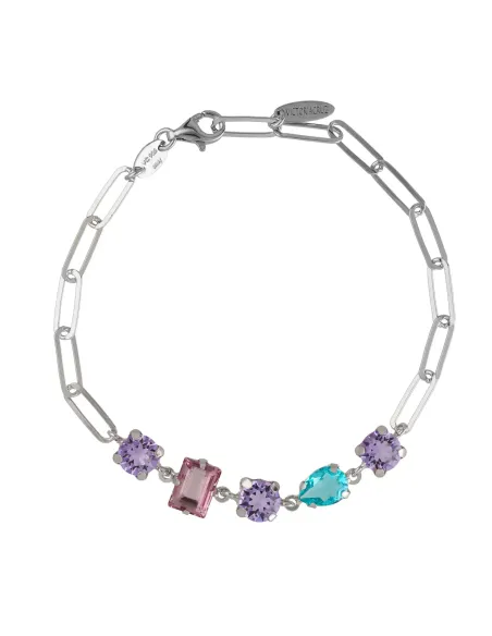 Victoria Cruz Bracciale in Argento e cristalli multicolori