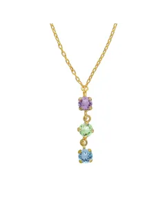 Victoria Cruz Collana corta in argento con cristalli multicolori