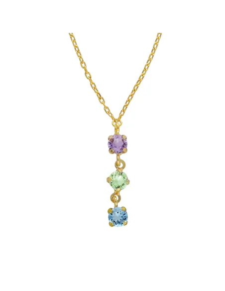 Victoria Cruz Collana corta in argento con cristalli multicolori | Agold