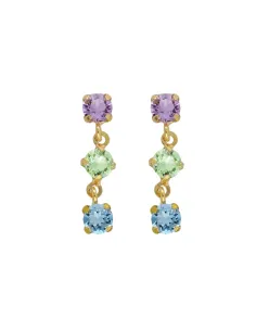 Victoria Cruz Orecchini corti in Argento con cristalli multicolori