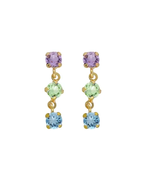 Victoria Cruz Orecchini corti in Argento con cristalli multicolori | Agold