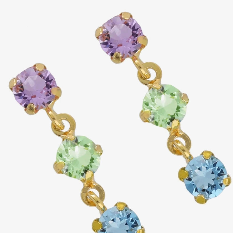 Victoria Cruz Orecchini corti in Argento con cristalli multicolori | Agold