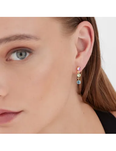 Victoria Cruz Orecchini corti in Argento con cristalli multicolori | Agold