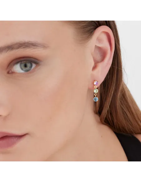 Victoria Cruz Orecchini corti in Argento con cristalli multicolori | Agold