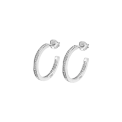 Lotus Silver Orecchini donna a cerchio con zirconi