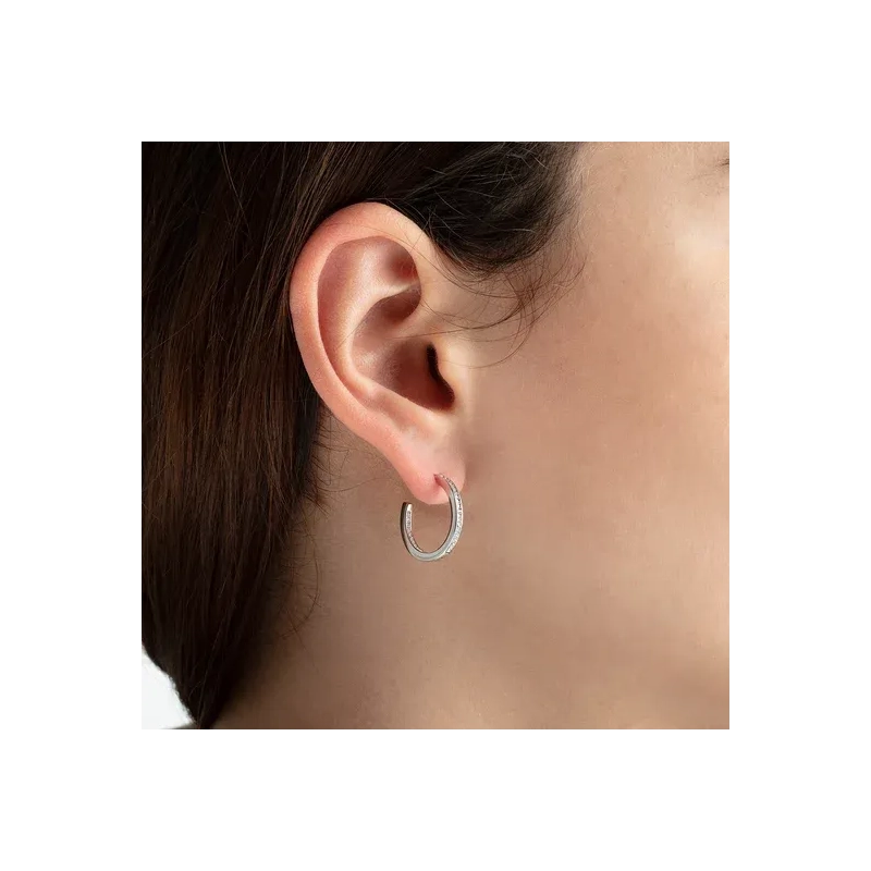 Lotus Silver Orecchini donna a cerchio con zirconi | Agold