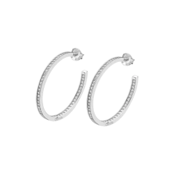 Lotus Silver Orecchini donna a cerchio con zirconi