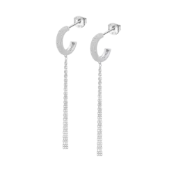 Lotus Silver Orecchini donna a cerchio con zirconi