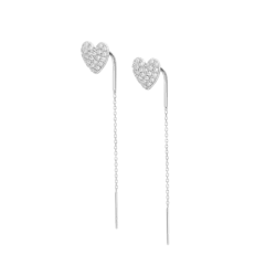 Lotus Silver Orecchini donna cuore con zirconi