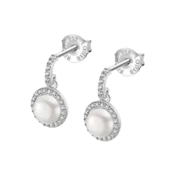 Lotus Silver Orecchini donna con perla e zirconi